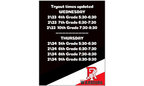 Schedule for tryouts